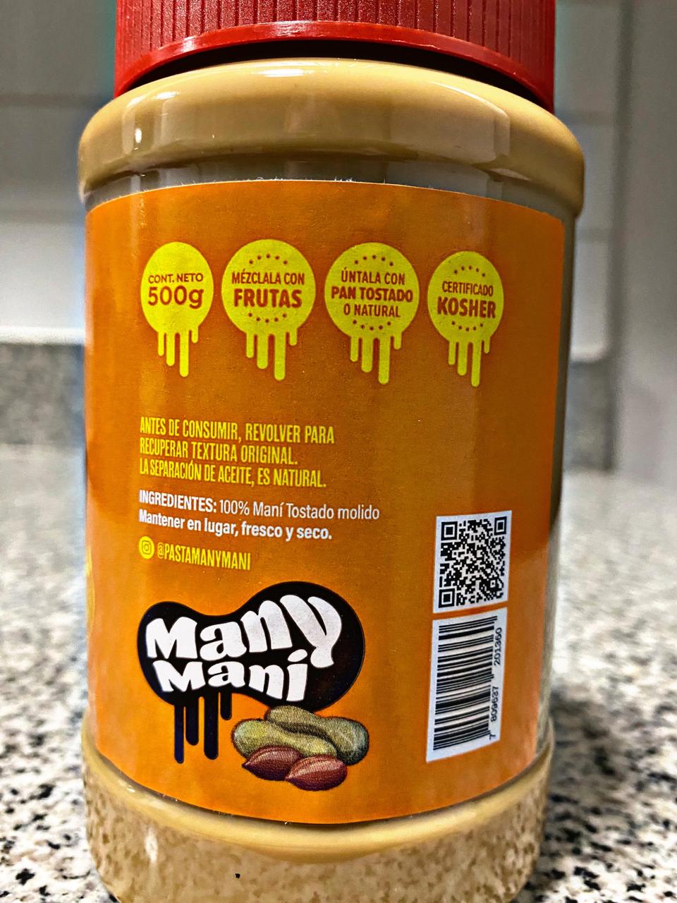 Pasta de Maní Natural 500g - MANY MANI